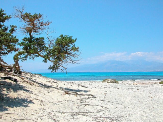 Chrissi Island golden beach with turquoise waters Crete Greece