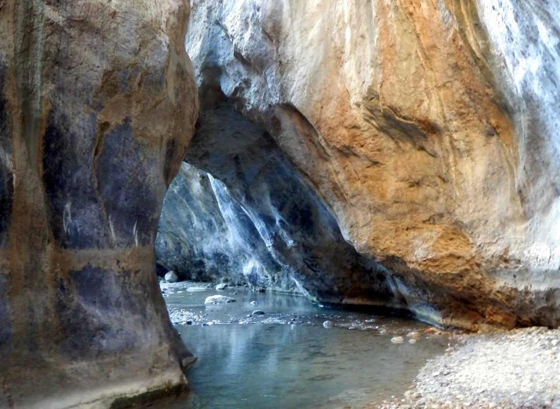 Sarakina gorge Crete river canyon rocks water hidden nature Greece