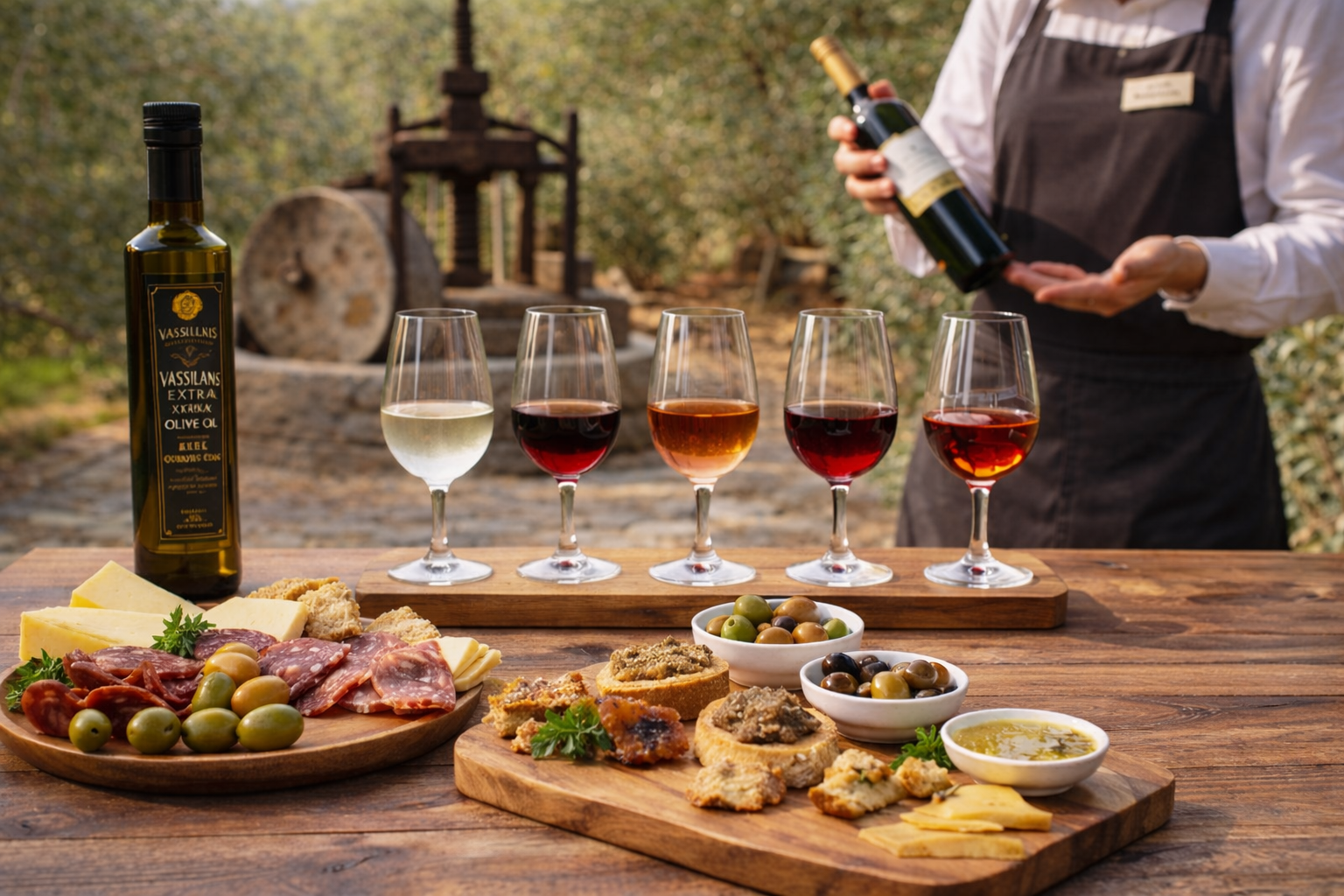 wine tasting Crete glasses vineyard local winery experience